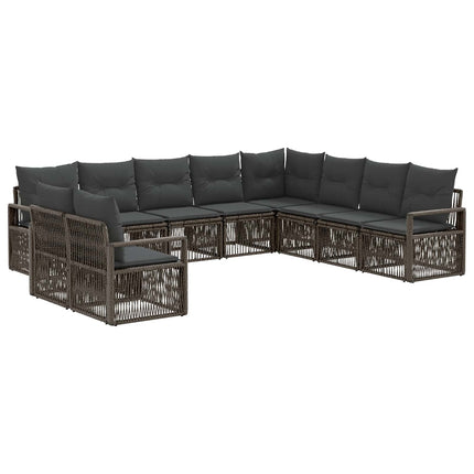 Havesofa Sæt 10 stk. Grå polyrattan