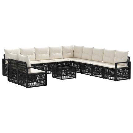 Havesofa Sæt 12 stk. Sort polyrattan