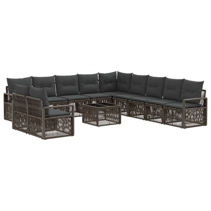 Havesofa Sæt 12 stk. Grå polyrattan