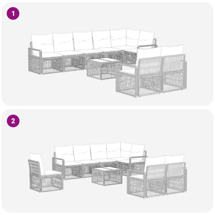 Havesofa Sæt 9 stk. Sort polyrattan