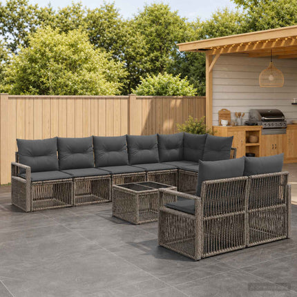 Havesofa Sæt 9 stk. Grå polyrattan