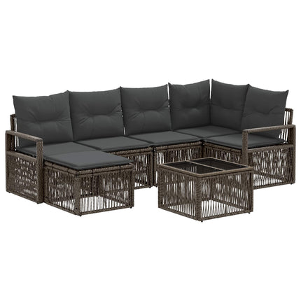 Havesofa Sæt 7 stk. Grå polyrattan