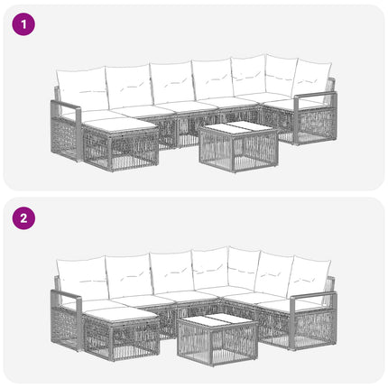 Havesofa Sæt 8 stk. Grå polyrattan