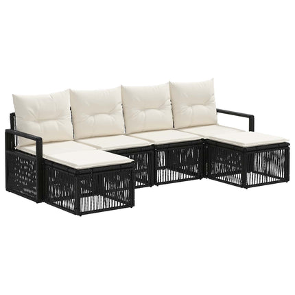 Havesofa Sæt 6 stk. Sort polyrattan