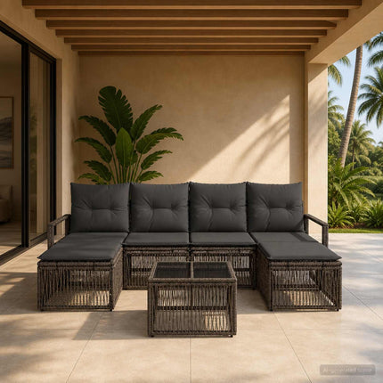 Havesofa Sæt 7 stk. Grå polyrattan