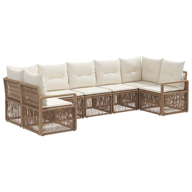 Havesofa Sæt 7 stk. 7-Antal sæder Beige polyrattan