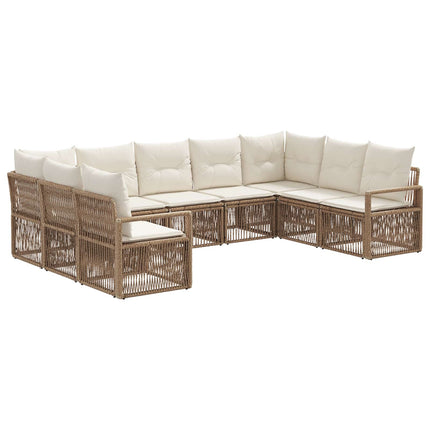 Havesofa Sæt 9 stk. Beige polyrattan