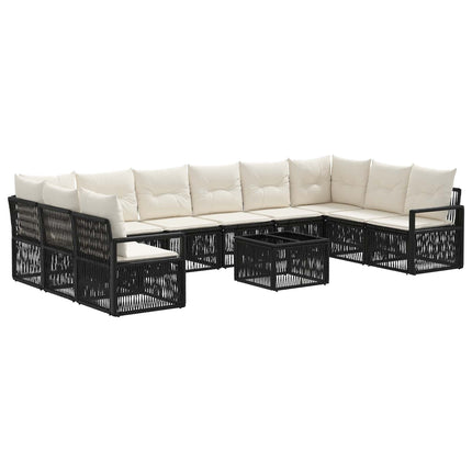 Havesofa Sæt 11 stk. Sort polyrattan