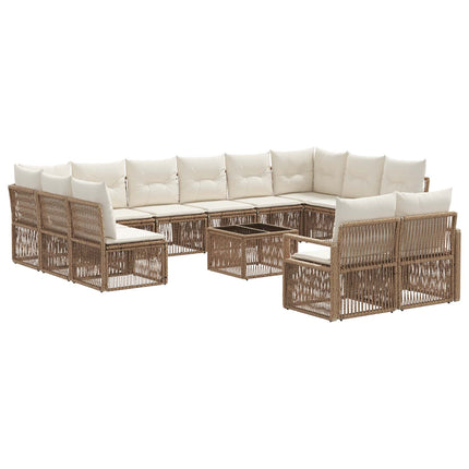 Havesofa Sæt 13 stk. Beige polyrattan