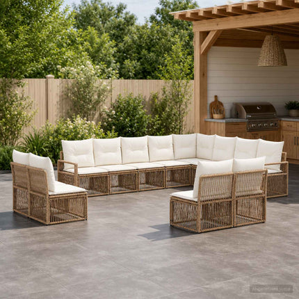 Havesofa Sæt 12 stk. Beige polyrattan