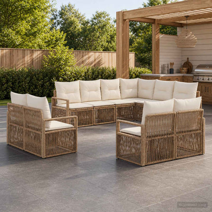 Havesofa Sæt 11 stk. Beige polyrattan