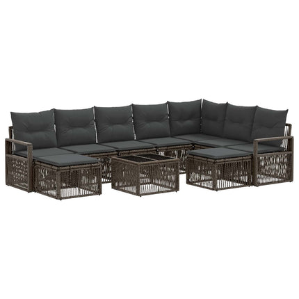 Havesofa Sæt 10 stk. Grå polyrattan