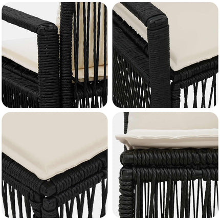 Havesofa Sæt 8 stk. 8-Antal sæder Sort polyrattan