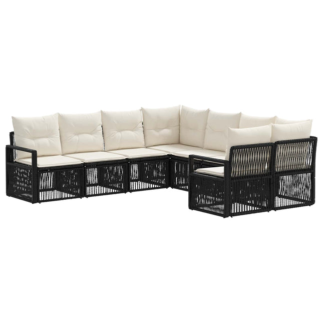 Havesofa Sæt 8 stk. 8-Antal sæder Sort polyrattan