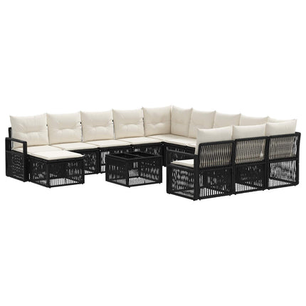 Havesofa Sæt 13 stk. Sort polyrattan