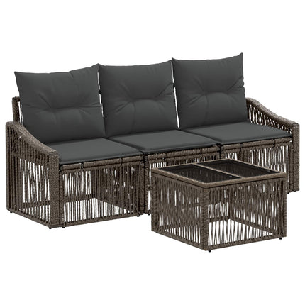 Havesofa Sæt 4 stk. Grå polyrattan