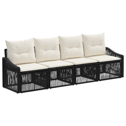 Havesofa Sæt 4 stk. Sort polyrattan
