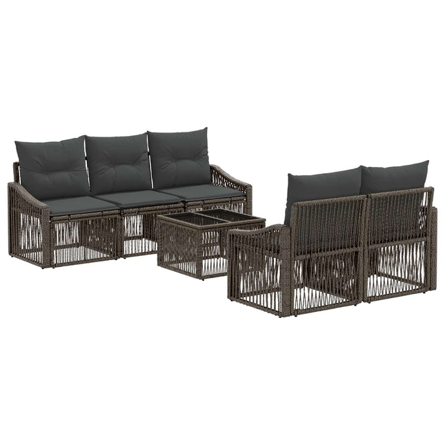 Havesofa Sæt 6 stk. Grå polyrattan