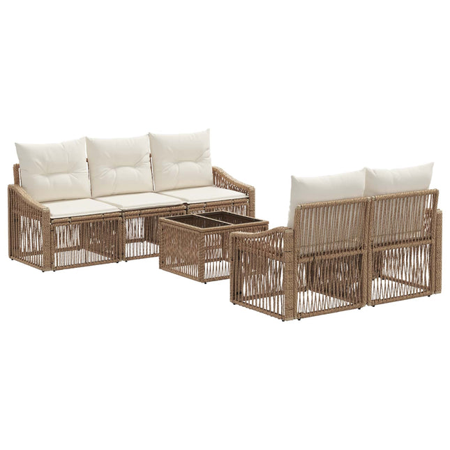 Havesofa Sæt 6 stk. Beige polyrattan