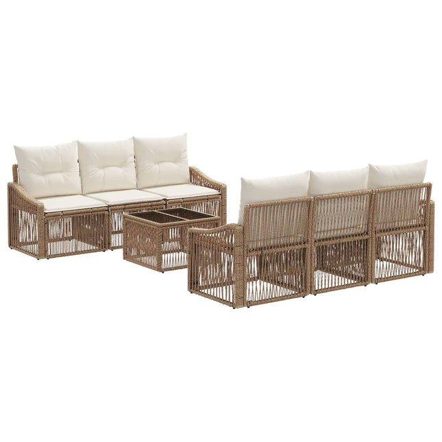 Havesofa Sæt 7 stk. Beige polyrattan