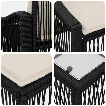 Havesofa Sæt 9 stk. Sort polyrattan