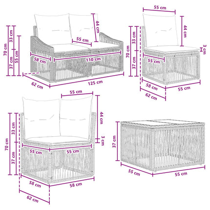 Havesofa Sæt 9 stk. Grå polyrattan