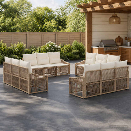 Havesofa Sæt 12 stk. Beige polyrattan