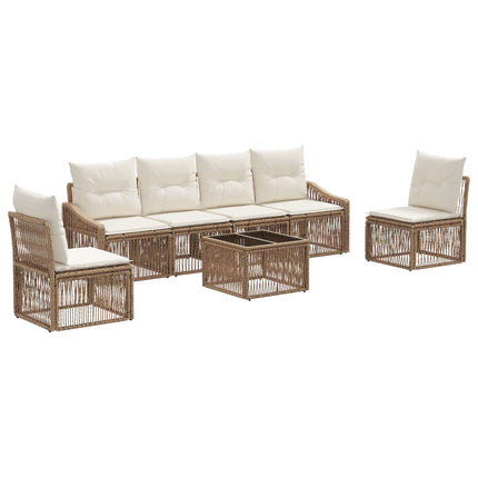 Havesofa Sæt 7 stk. Beige polyrattan
