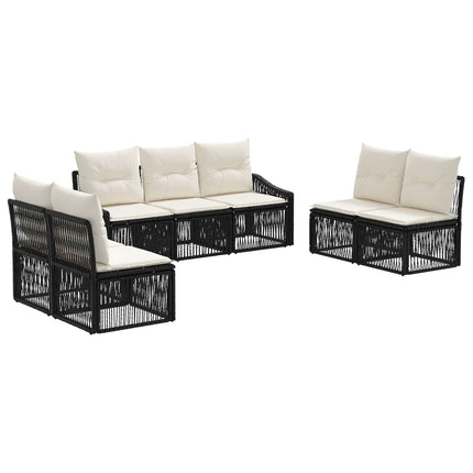 Havesofa Sæt 7 stk. Sort polyrattan