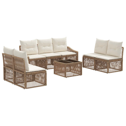 Havesofa Sæt 8 stk. Beige polyrattan