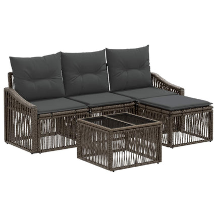 Havesofa Sæt 5 stk. Grå polyrattan