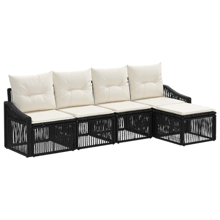 Havesofa Sæt 5 stk. Sort polyrattan