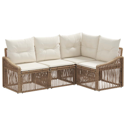 Havesofa Sæt 4 stk. Beige polyrattan