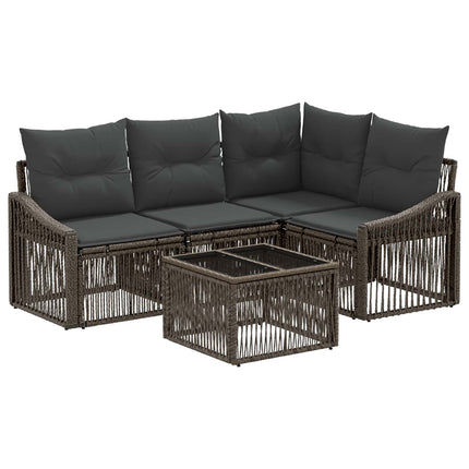 Havesofa Sæt 5 stk. Grå polyrattan