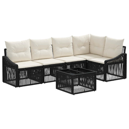 Havesofa Sæt 6 stk. Sort polyrattan