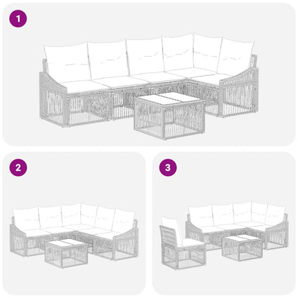 Havesofa Sæt 6 stk. Sort polyrattan