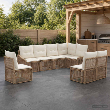 Havesofa Sæt 8 stk. Beige polyrattan