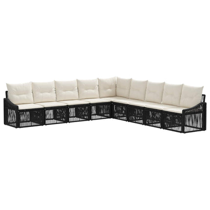 Havesofa Sæt 9 stk. Sort polyrattan
