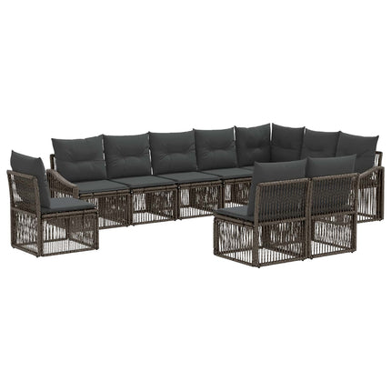 Havesofa Sæt 10 stk. Grå polyrattan
