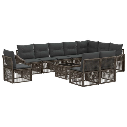 Havesofa Sæt 11 stk. Grå polyrattan