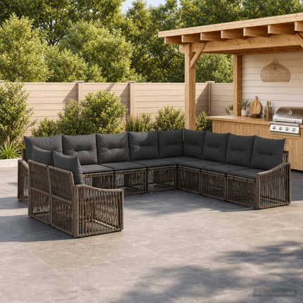 Havesofa Sæt 10 stk. Grå polyrattan