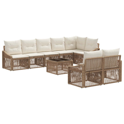 Havesofa Sæt 9 stk. Beige polyrattan