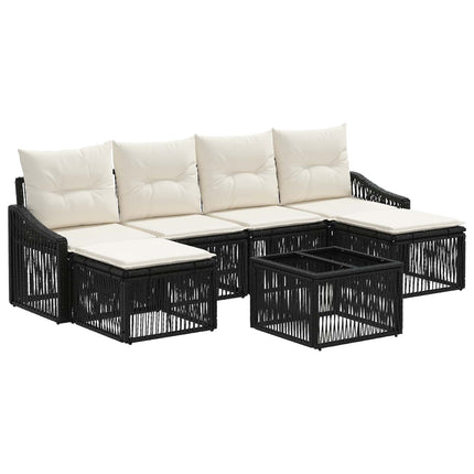 Havesofa Sæt 7 stk. Sort polyrattan