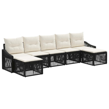 Havesofa Sæt 7 stk. Sort polyrattan