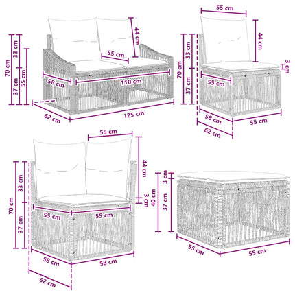 Havesofa Sæt 8 stk. Sort polyrattan