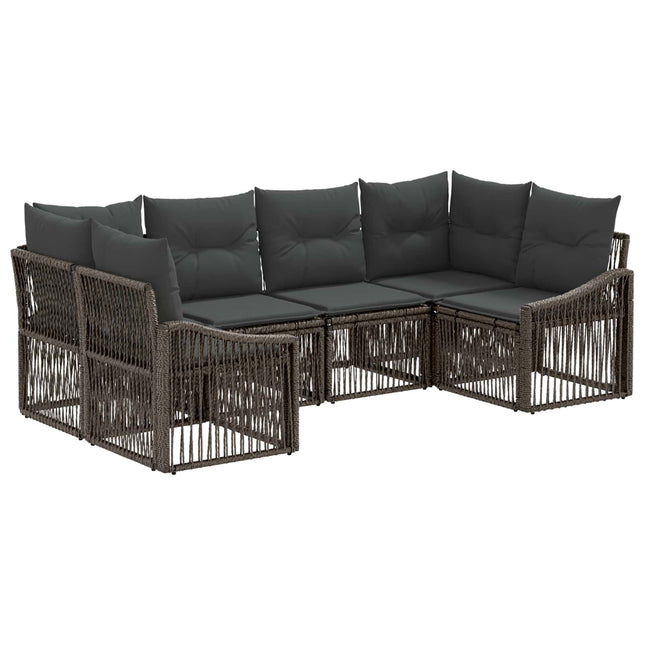 Havesofa Sæt 6 stk. 6-Antal sæder Grå polyrattan