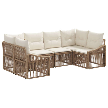 Havesofa Sæt 6 stk. 6-Antal sæder Beige polyrattan