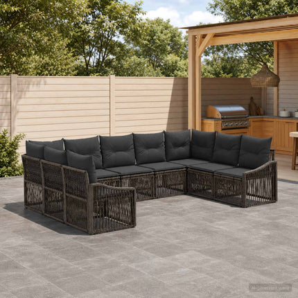 Havesofa Sæt 9 stk. Grå polyrattan