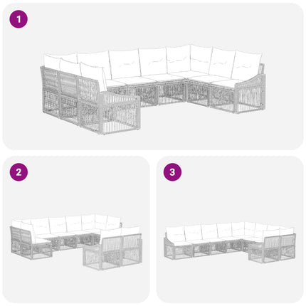Havesofa Sæt 9 stk. Beige polyrattan