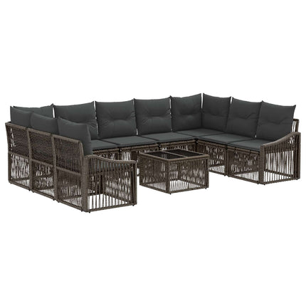 Havesofa Sæt 10 stk. Grå polyrattan